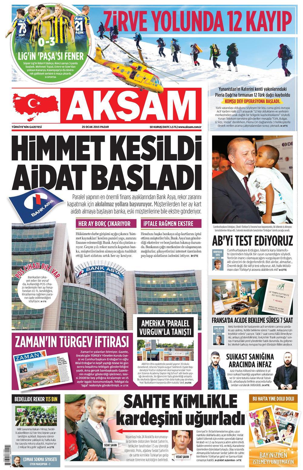 Gazete manşetleri 25 Ocak 2015 Gazete manşetleri Presshaber.com’da. 25 Ocak Pazar günü yayınlanan ulusal gazetelerin manşetleri sizin için sitemizde. 25 ocak gazete manşet aksam_250115