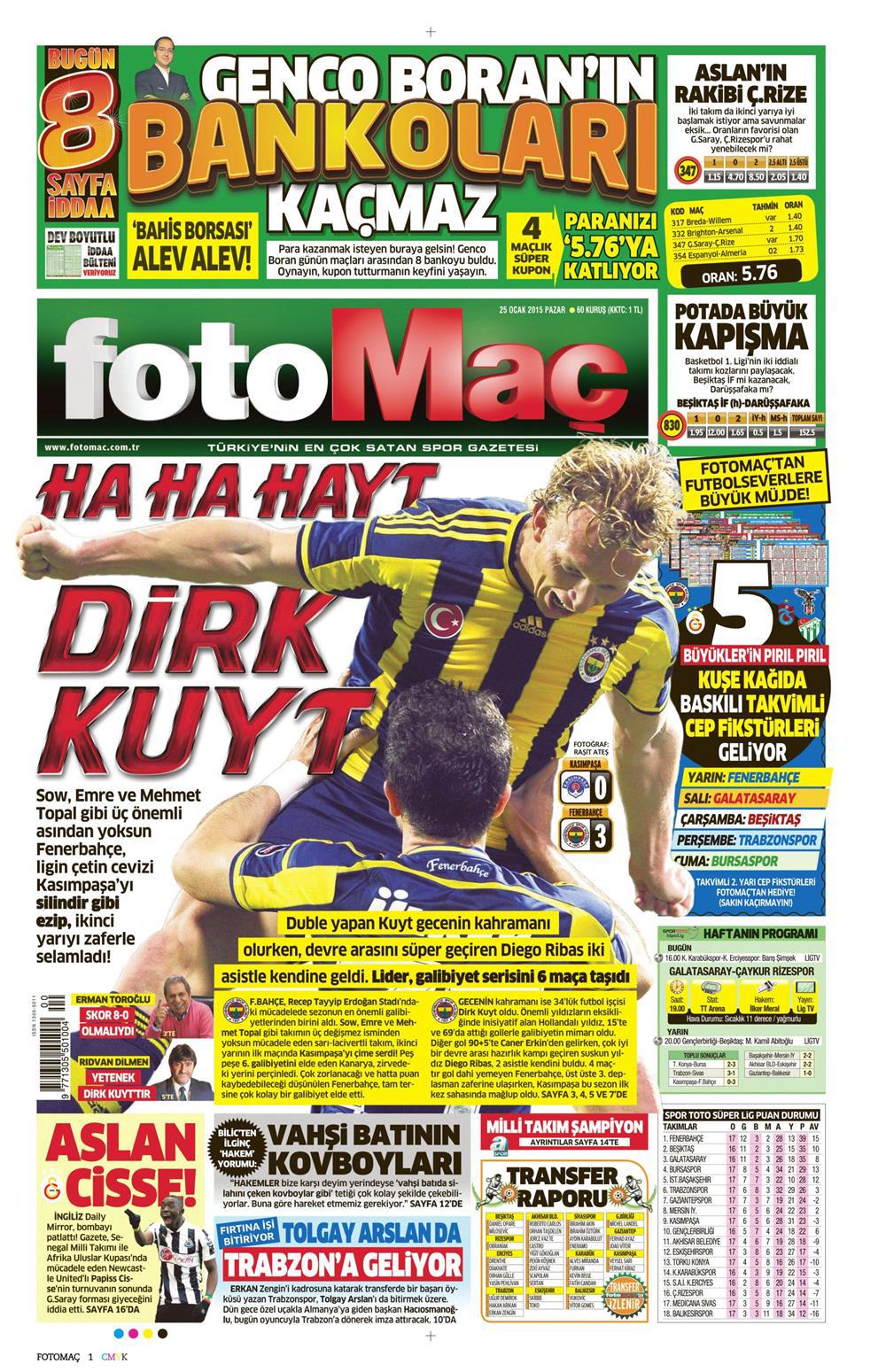 Gazete manşetleri 25 Ocak 2015 Gazete manşetleri Presshaber.com’da. 25 Ocak Pazar günü yayınlanan ulusal gazetelerin manşetleri sizin için sitemizde. 25 ocak gazete manşet fotomac_250115