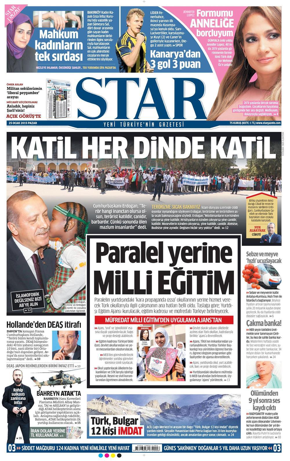 Gazete manşetleri 25 Ocak 2015 Gazete manşetleri Presshaber.com’da. 25 Ocak Pazar günü yayınlanan ulusal gazetelerin manşetleri sizin için sitemizde. 25 ocak gazete manşet star_250115