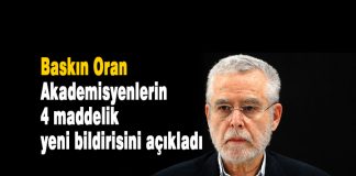 Akademisyenlerden çözüm için 4 maddelik yeni bildiri Baskın Oran, çatışmalı ortamın son bulması için akademisyenlerin 4 maddelik yeni bildirisini açıkladı.