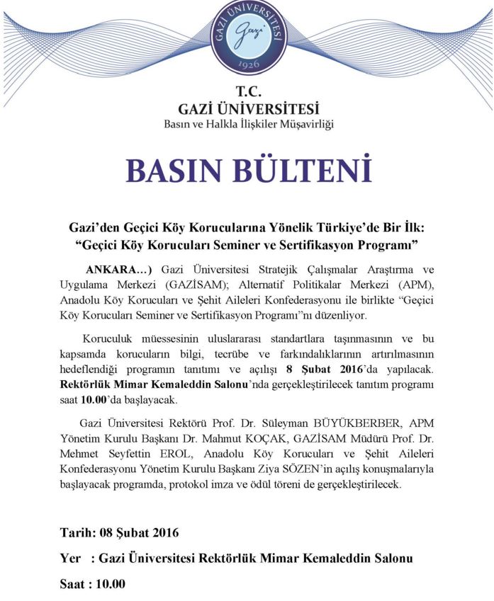 Gazi Üniversitesi koruculara sertifika